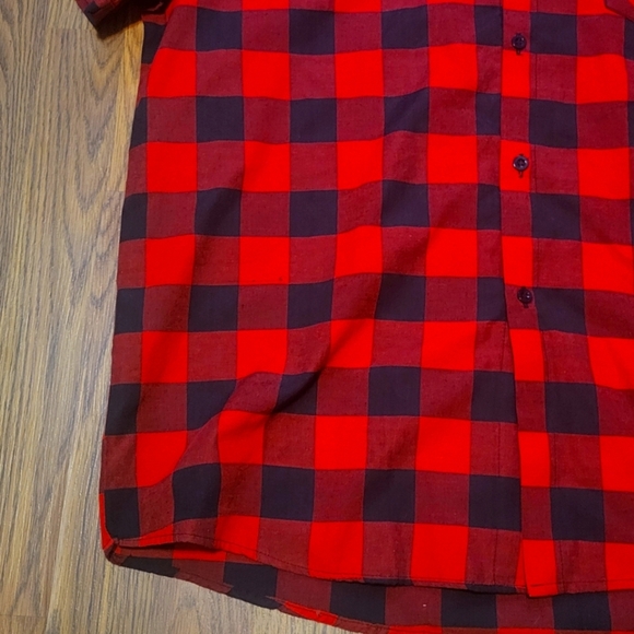 Budweiser button up top t-shirt size L western Black & Red plaid - Picture 4 of 7